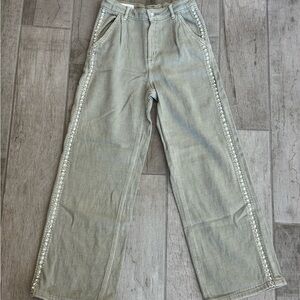 Zara light sage green high-waist pants
